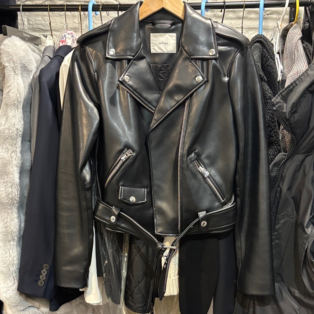 Wilfred Black Leather Jacket with Silver Accents